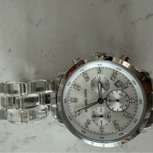Michael Kors Silver and Clear Chronograph Watch